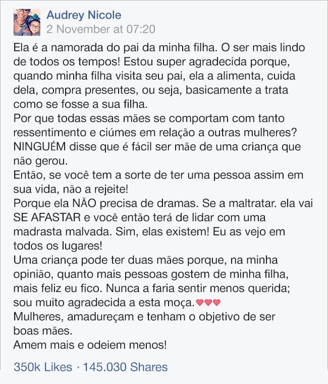 inspiringlife.pt - Mãe deixa mensagem para a actual do seu ex e emocionou tudo e todos