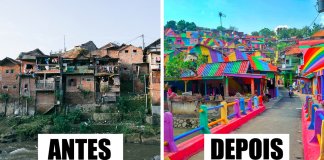 Governo indonésio pinta casas de favelas e o bairro vira arco-íris