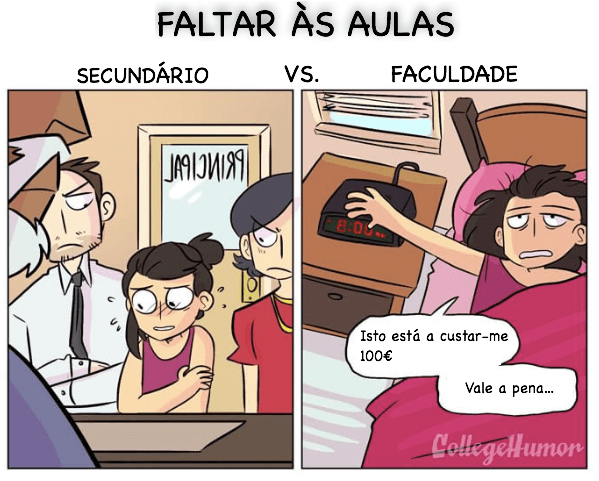 inspiringlife.pt - 5 ilustrações que retratam as diferenças entre a vida no secundário vs. faculdade