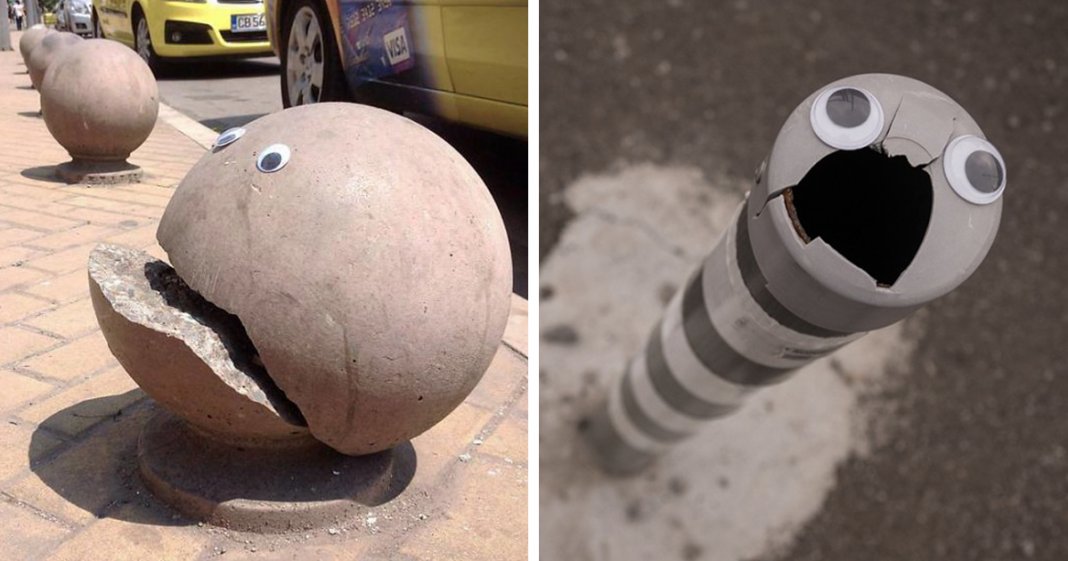 Artista coloca olhos esbugalhados em objectos de rua estragados e transforma lixo em arte