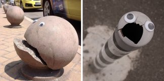 Artista coloca olhos esbugalhados em objectos de rua estragados e transforma lixo em arte