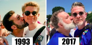Casal gay a quem foi dito que o seu amor era “só uma fase” recria foto 25 anos depois