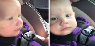 Pais ficam sem reacção quando encostam o carro para trocar a fralda da sua bebé