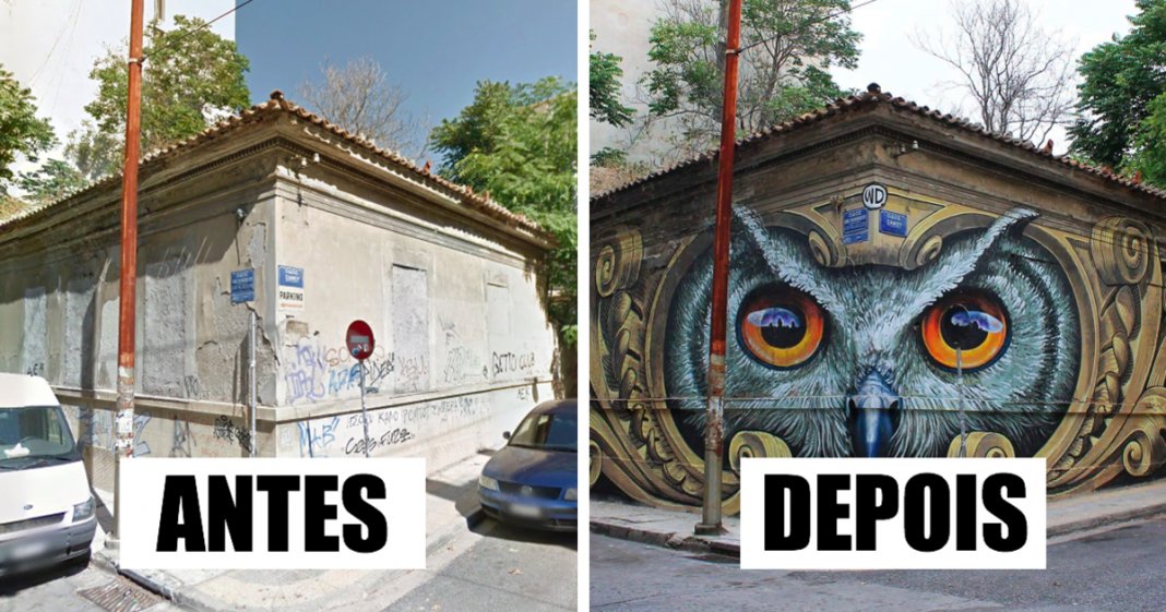 28 fotos antes vs. depois de incríveis transformações de arte urbana