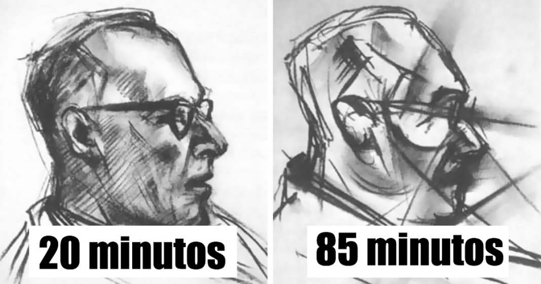 Artista desenha o mesmo retrato nove vezes para mostrar o efeito da droga LSD