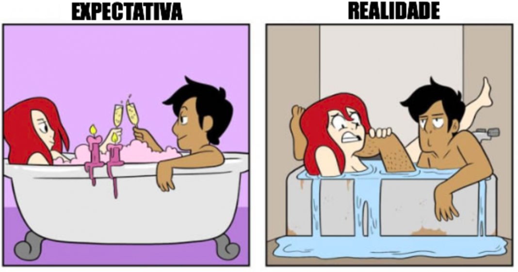 5 ilustrações que retratam o romance numa relação – expectativa vs realidade