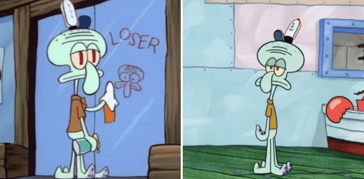 inspiringlife.pt - Bob Esponja - como era no primeiro episódio vs. 18 anos depois