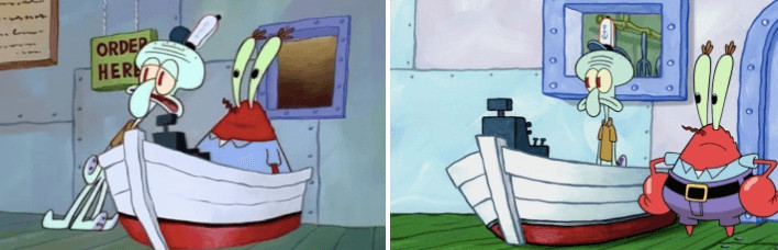 inspiringlife.pt - Bob Esponja - como era no primeiro episódio vs. 18 anos depois