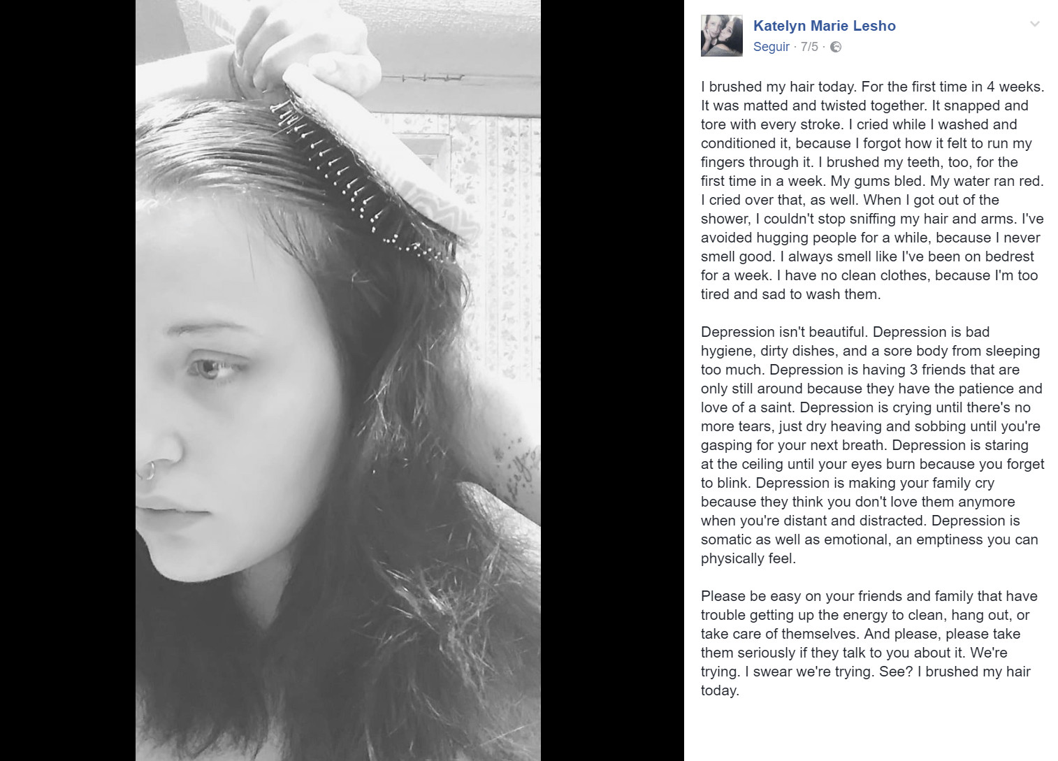 inspiringlife.pt - Rapariga publica foto para explicar a sua depressão