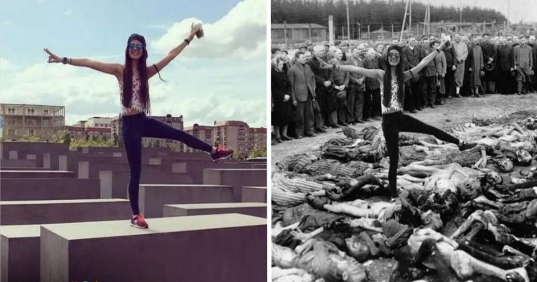 Artista usa photoshop para criticar fotos de turistas no memorial do holocausto