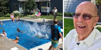 Idoso constrói piscina no quintal para as crianças do bairro após a esposa falecer