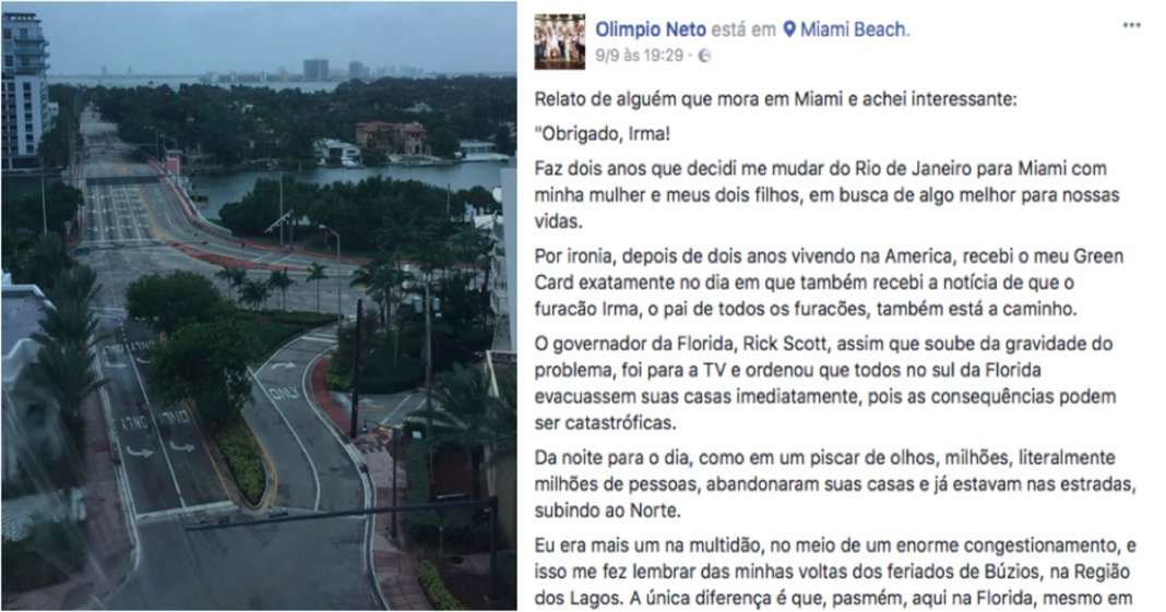 Relato de um habitante de Miami sobre o furacão IRMA torna-se viral nas redes sociais