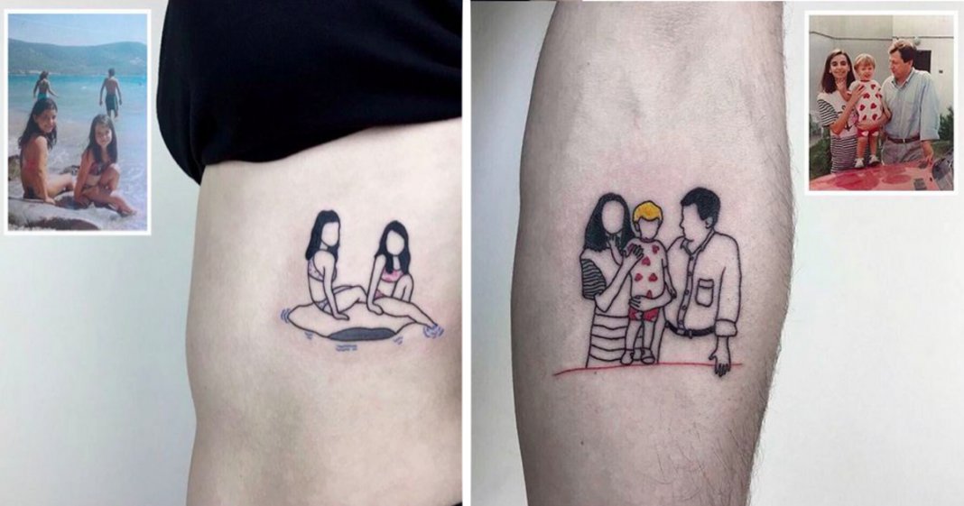 Tatuador transforma fotografias de família em fantásticas tatuagens minimalistas