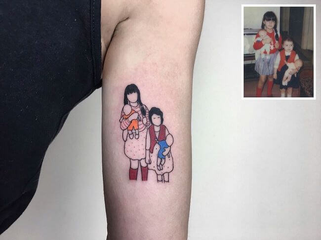 inspiringlife.pt - Tatuador transforma fotografias de família em fantásticas tatuagens minimalistas