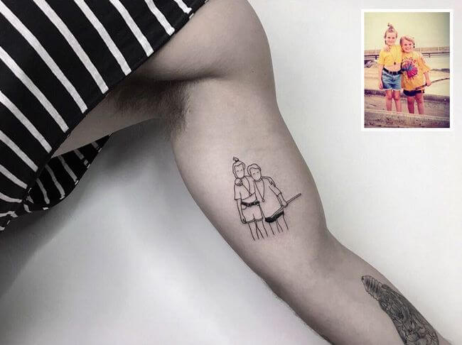 inspiringlife.pt - Tatuador transforma fotografias de família em fantásticas tatuagens minimalistas