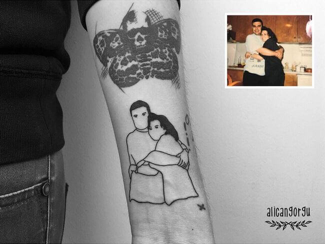 inspiringlife.pt - Tatuador transforma fotografias de família em fantásticas tatuagens minimalistas