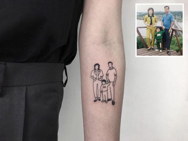 inspiringlife.pt - Tatuador transforma fotografias de família em fantásticas tatuagens minimalistas