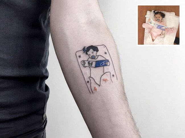 inspiringlife.pt - Tatuador transforma fotografias de família em fantásticas tatuagens minimalistas