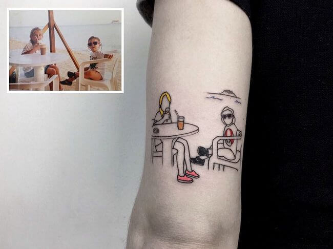 inspiringlife.pt - Tatuador transforma fotografias de família em fantásticas tatuagens minimalistas