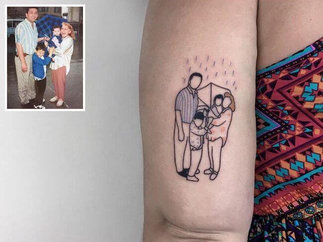 inspiringlife.pt - Tatuador transforma fotografias de família em fantásticas tatuagens minimalistas