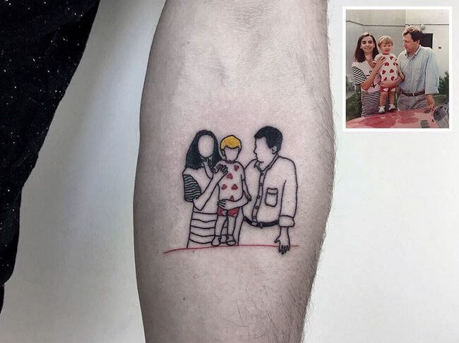 inspiringlife.pt - Tatuador transforma fotografias de família em fantásticas tatuagens minimalistas