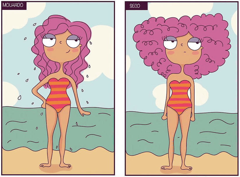 inspiringlife.pt - 14 ilustrações que retratam na perfeição a vida de uma mulher com cabelo encaracolado