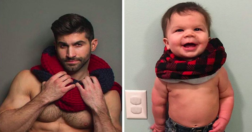 Mãe fotografa o filho de 18 meses a imitar as poses do tio modelo e o resultado é hilariante