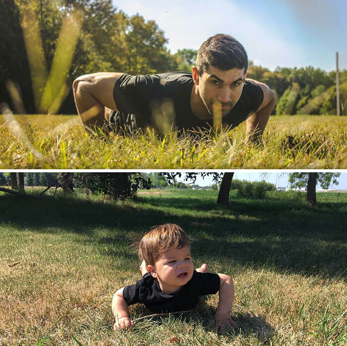 inspiringlife.pt - Mãe fotografa o filho de 18 meses a imitar as poses do tio modelo e o resultado é hilariante