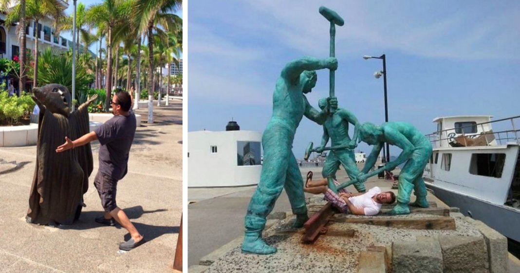 27 fotografias hilariantes de pessoas com estátuas
