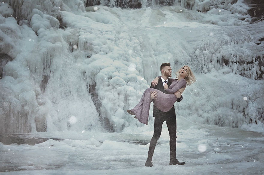 inspiringlife.pt - Casal enfrenta o frio extremo para a sessão fotográfica do noivado e o resultado não podia ser melhor