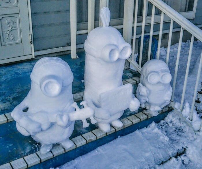 inspiringlife.pt - Japoneses criam verdadeiras obras-de-arte de neve, após intenso nevão atingir Tóquio