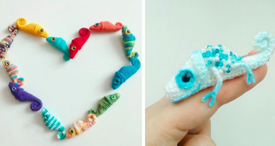 Artista cria pequenos camaleões em crochê tão adoráveis que te farão sorrir o resto do dia