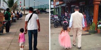 Mãe fotografa marido e filha de mãos dadas durante anos e o resultado não podia ser melhor