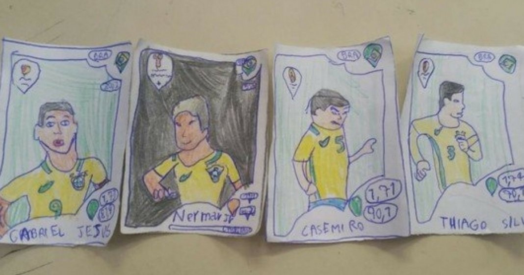 Menino sem possibilidade financeiras cria os seus próprios cromos da Copa do Mundo