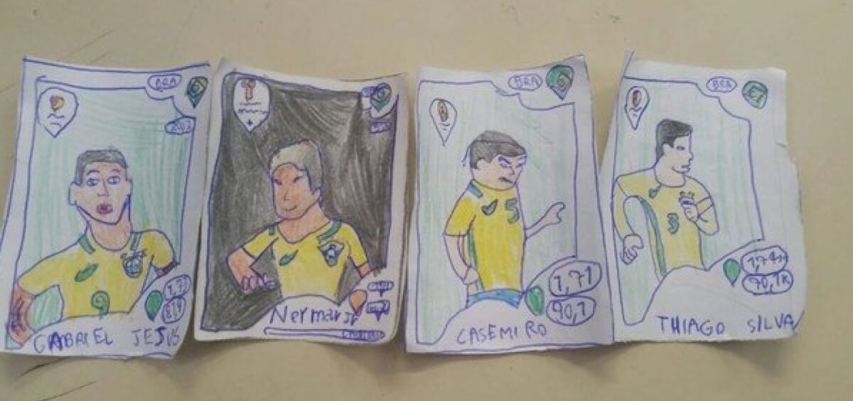 inspiringlife.pt - Menino sem possibilidade financeiras cria os seus próprios cromos da Copa do Mundo