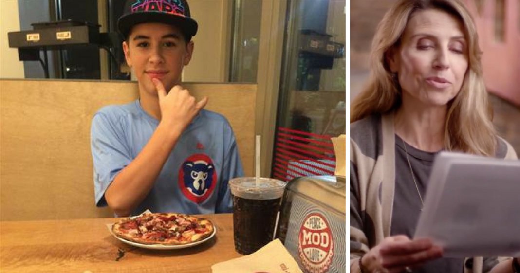 A emocionante carta de uma mãe para a pizzaria depois do filho pôr fim à vida