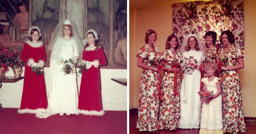 30 vestidos de damas de honor antigos ridículos que mostram o quanto os tempos mudaram