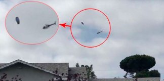 Helicóptero é filmado a rondar um objecto voador estranho