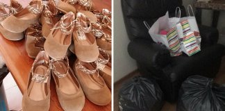 Mulher sai de loja com 115 pares de sapatos para crianças africanas