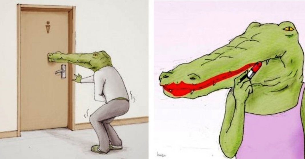 24 problemas de um crocodilo retratados em hilariantes ilustrações