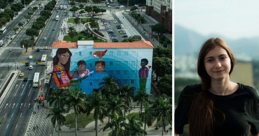 Mulher desenha maior grafite do Mundo em prédio no Rio de Janeiro, Brasil
