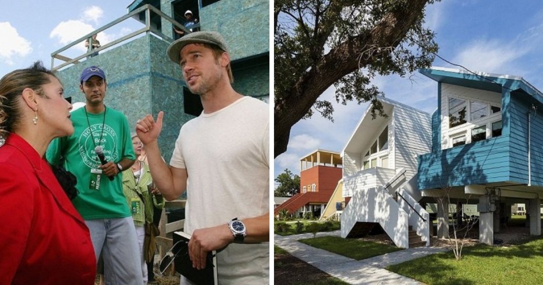 Brad Pitt ajuda a construir casas ecológicas para famílias vítimas do furacão Katrina
