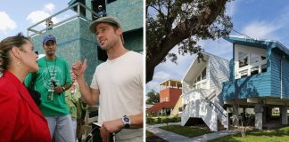 Brad Pitt ajuda a construir casas ecológicas para famílias vítimas do furacão Katrina