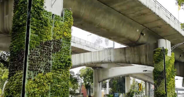 inspiringlife.pt - Para melhorar o ar a cidade do México transforma pilares de viadutos em jardins verticais