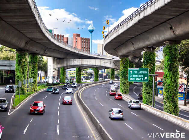 inspiringlife.pt - Para melhorar o ar a cidade do México transforma pilares de viadutos em jardins verticais