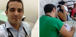 Médico atende pacientes na calçada após ser demitido sem aviso prévio