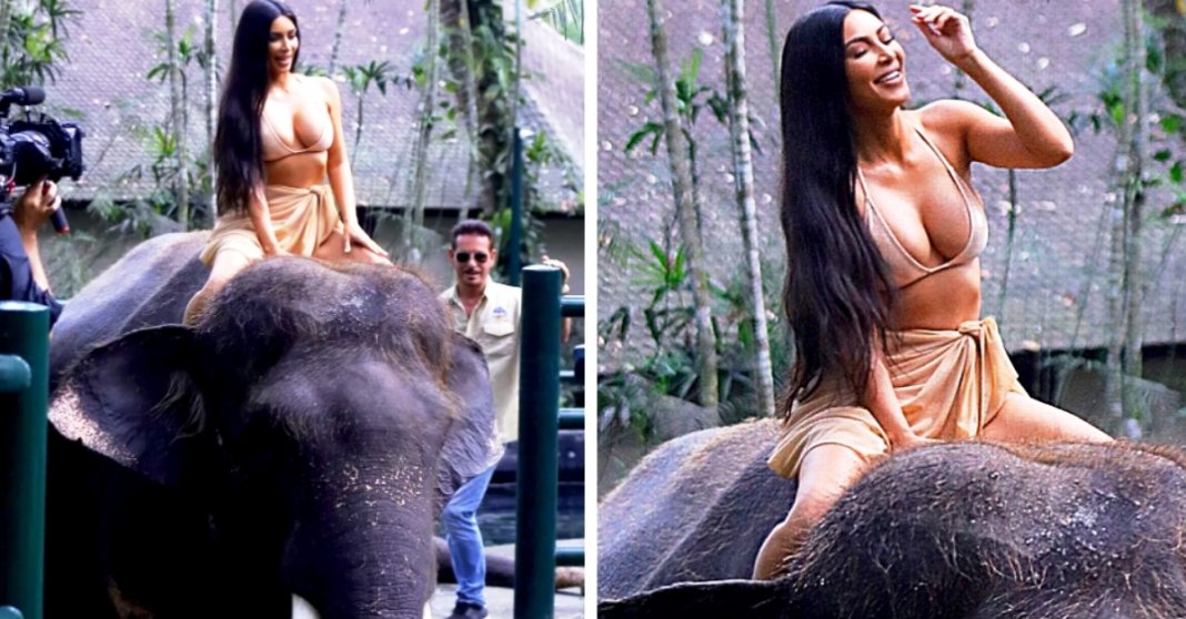 A triste história por trás das polémicas fotos de Kim Kardashian montando um elefante