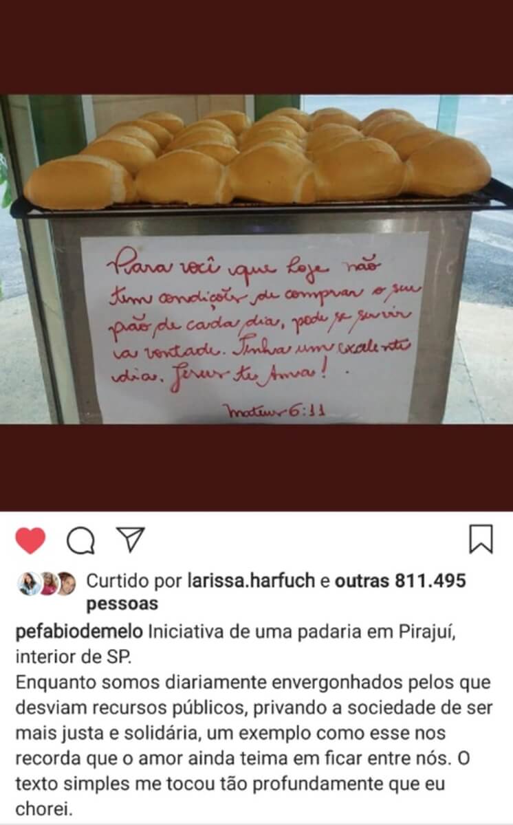 inspiringlife.pt - Padaria que doa pão a quem não pode pagar emociona Padre Fábio de Melo