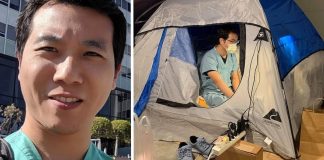 Médico foi morar numa tenda na garagem para proteger a família
