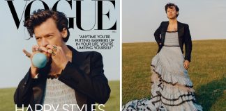 Harry Styles posa em vestido para capa da revista VOGUE